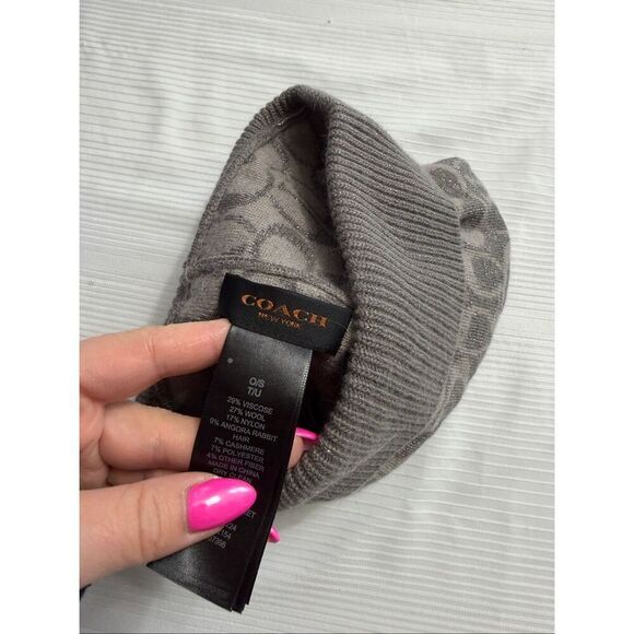 Coach Grey Logo All Over Print Beanie Hat Cap Unisex One Size Fits All main image 2